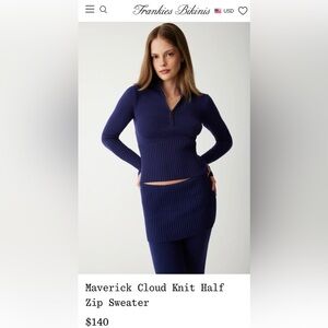 Frankies Bikinis Maverick Cloud Knit Half Zip Sweater. MEDIUM. Navy. Worn once.